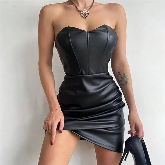 Robe Bustier en Simili Cuir