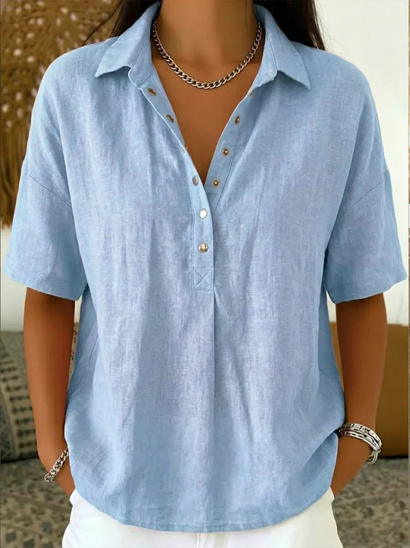Chemise femme bleu ciel à coupe ample